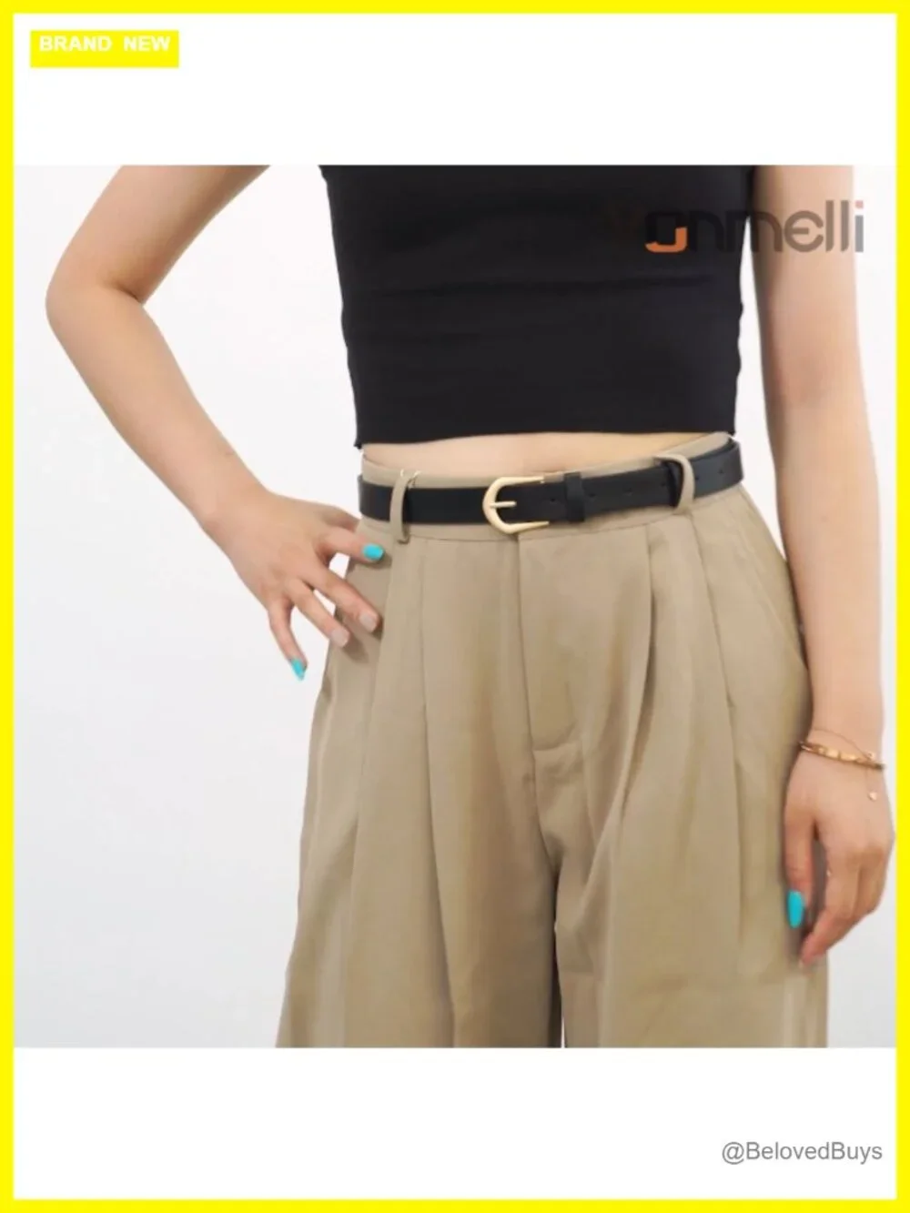 4 Pack Women's Thin Faux Leather Belts Skinny Waist Belts with Gold Buckle